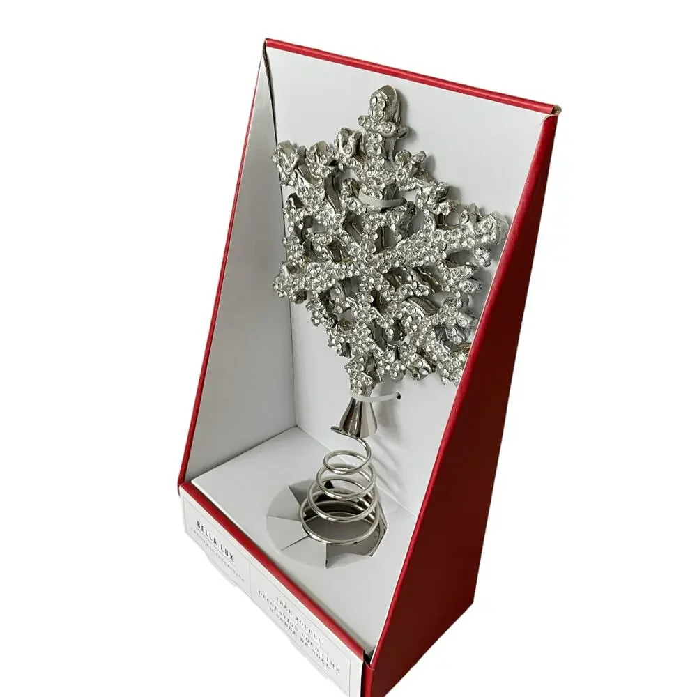 Bella Lux Silver Rhinestone Tree Topper Christmas Holiday Glam New